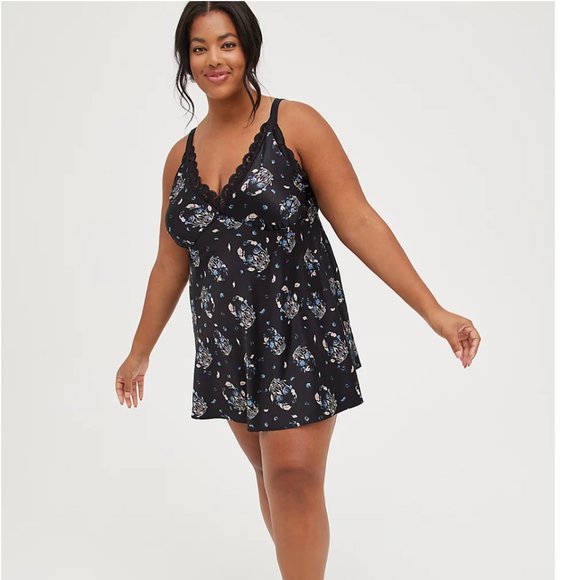 Torrid SATIN BABYDOLL WITH LACE TRIM - Picture 2 of 6